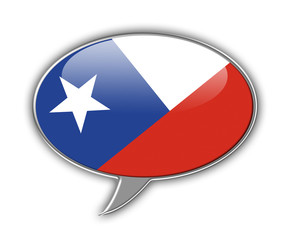 Chilean flag in a speech bubble.