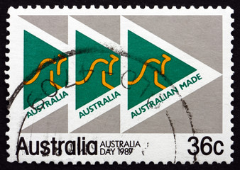 Postage stamp Australia 1987 Made in Australia Campaign Emblem