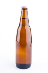 Beer bottle isolated white background