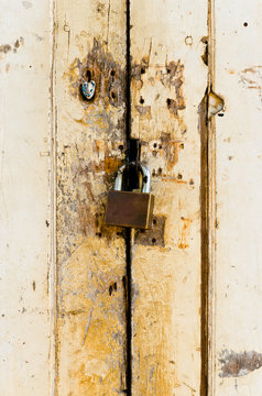 Closeup rough rusty door