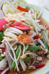 green papaya salad Thai cuisine spicy delicious : 