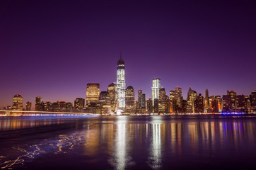 Fototapeta na wymiar Skyline of lower Manhattan of New York City from Exchange Place