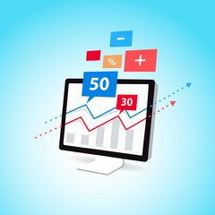 finance diagram display computer pc icon element