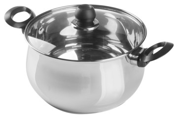 stainless steel pot on a background