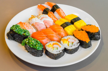 Sushi japanese food in plate