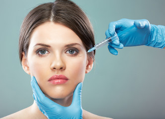 Beauty Woman face surgery close up portrait.