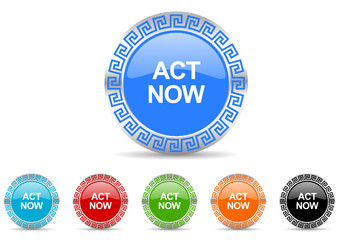 act now vector icon set