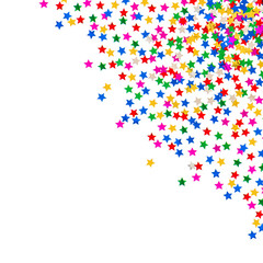 star shaped colorful confetti on white