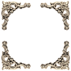 silver colored elements of baroque carved frame - obrazy, fototapety, plakaty