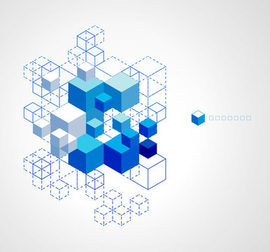 Abstract blue cubes background.