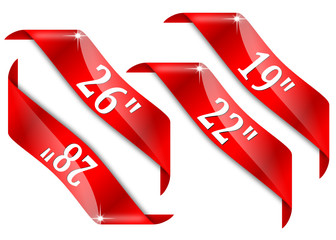 Red corners with signs for diagonal monitor screen - vector