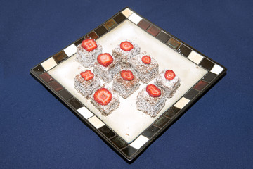 Lamington squares on a plate