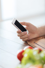 closeup of man with smartphone