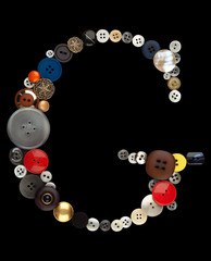 Buttons alphabet: letter G