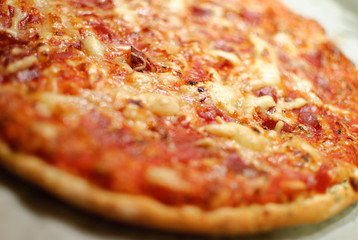 Detail of homemade pizza, selective focus