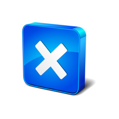 Cross 3d Blue Rounded rectangular Vector Icon Button