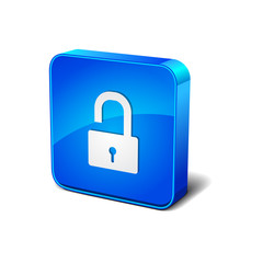 Lock Sign Vector 3d Blue Rounded Corner Button Icon