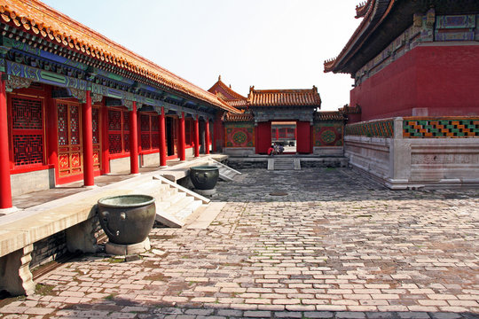 courtyard of a pavilion in forbidden city, Beijing, China