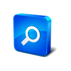 Search 3d Blue Rounded rectangular Vector Icon Button