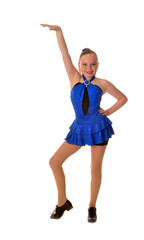 Smiling Teen Tap Dancer in Blue Dress