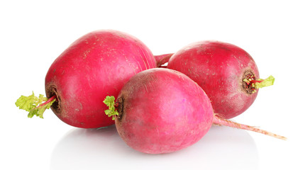 Fresh radishes isolated on white