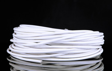 White cable on black background