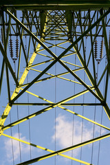High voltage pylon from inside. View from bottom.