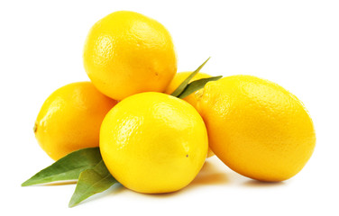 Ripe lemons isolated on white
