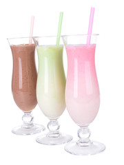 Milk shakes isolated on white