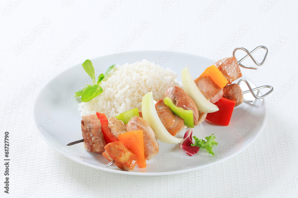 Canvas Prints shish kebabs with rice