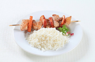 Pork skewer with rice
