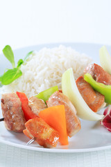 Shish kebabs with rice