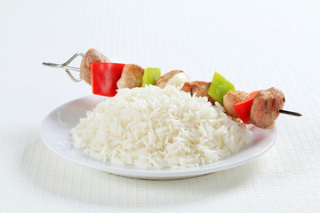Shish kebabs with rice