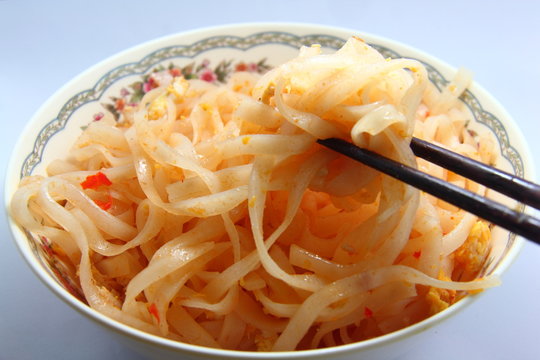 Chinese white noodle close up