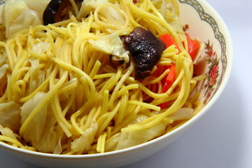 Chinese white noodle close up