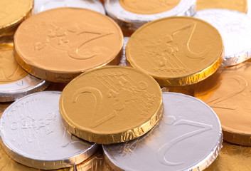 Euro currency, chocolate coins