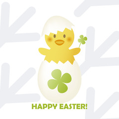 NewbornChick&CloverWithFootmarkBackground © ayusloth