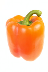 Lonely orange pepper with green stem