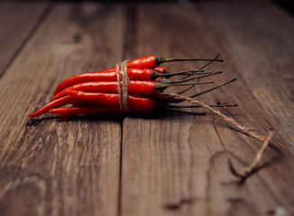 Red peppers in a bunch