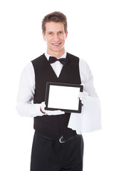Waiter Holding Tablet Pc