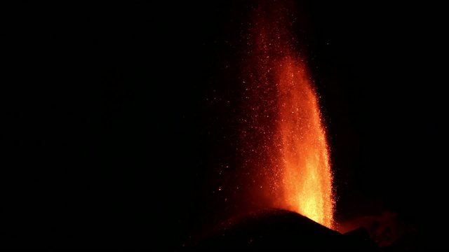 Lava fountains at night