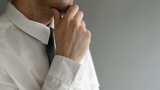 Businessman in trouble thinking. Brainstorming concept