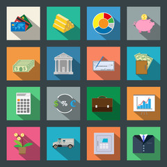 Finance flat icons set