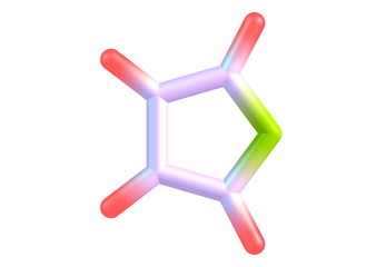 Furan molecular structure on white background