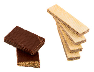 wafers with chocolate on a white background