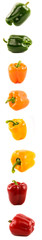 Sweet bell pepper set of four different colors and foreshortenin