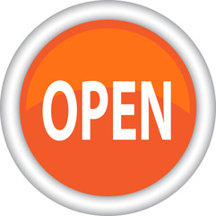 Круглый векторный знак с надписью OPEN