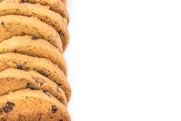 Chocolate chips cookies isolated on white