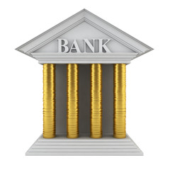 Bank model. Stack of coins instead of columns