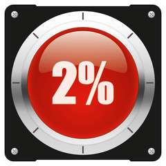 2 percent, modern glossy red icon